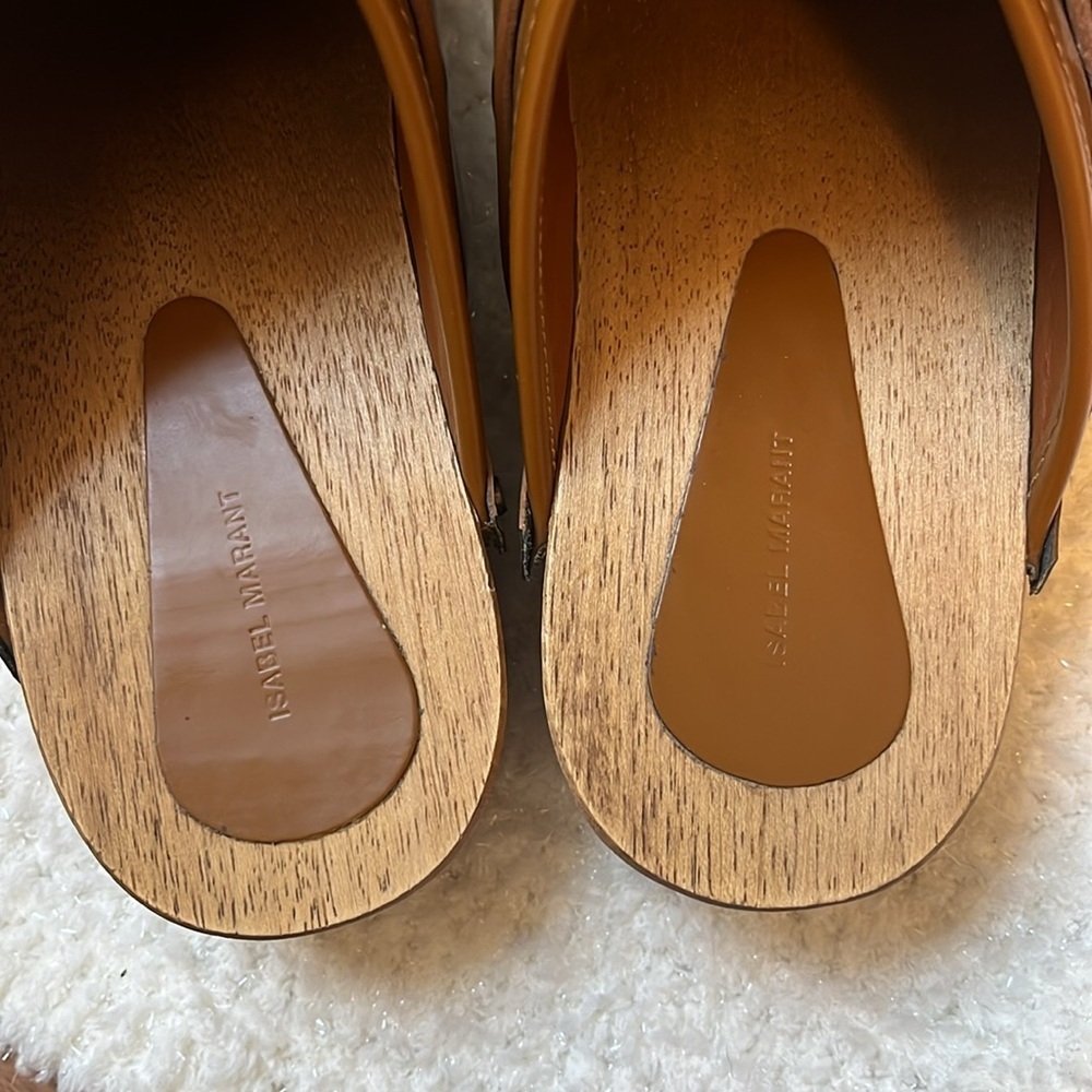 Isabel Marant Thalie Buckle Leather Brown clogs size 10 - Picture 9 of 14